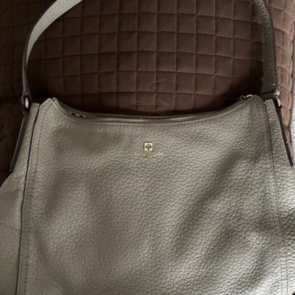 kate spade gray pebbled leather hobo bag